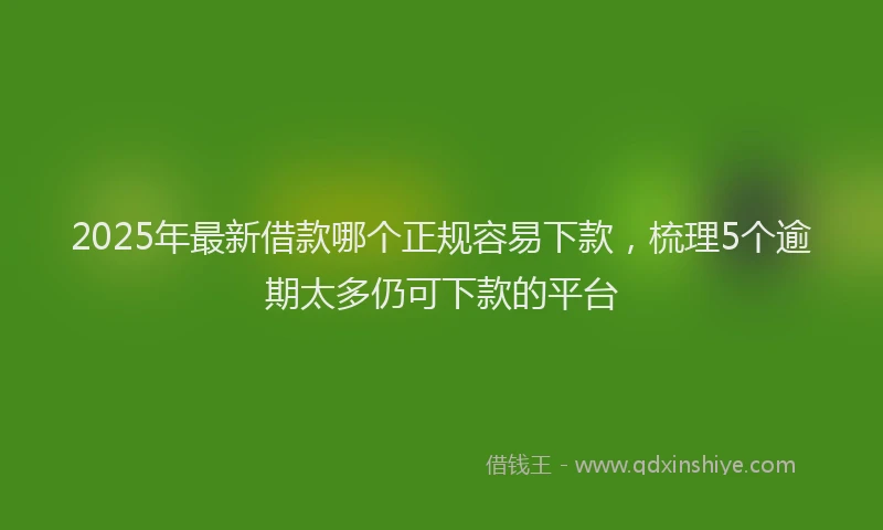 2025年最新借款哪个正规容易下款，梳理5个逾期太多仍可下款的平台