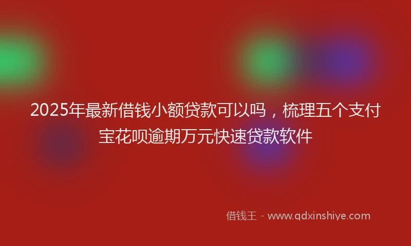 2025年最新借钱小额贷款可以吗，梳理五个支付宝花呗逾期万元快速贷款软件
