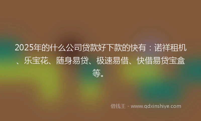 2025年的什么公司贷款好下款的快有：诺祥租机、乐宝花、随身易贷、极速易借、快借易贷宝盒等。