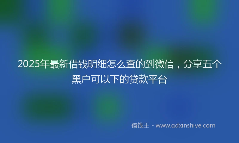 2025年最新借钱明细怎么查的到微信，分享五个黑户可以下的贷款平台