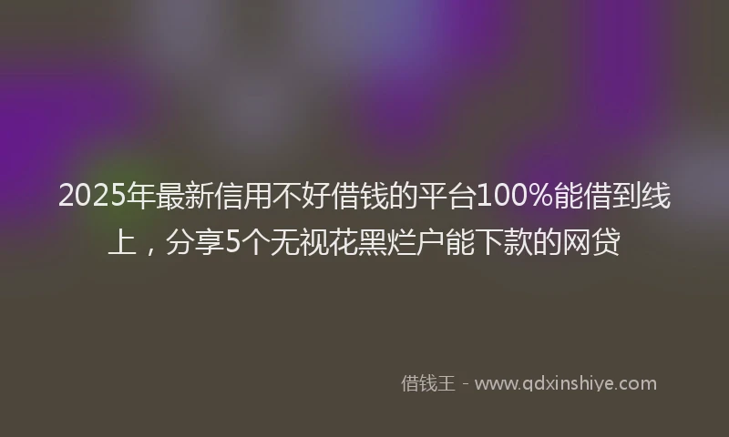 2025年最新信用不好借钱的平台100%能借到线上，分享5个无视花黑烂户能下款的网贷