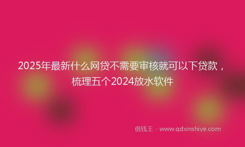 2025年最新什么网贷不需要审核就可以下贷款，梳理五个2024放水软件