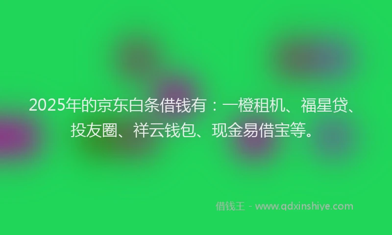 2025年的京东白条借钱有：一橙租机、福星贷、投友圈、祥云钱包、现金易借宝等。