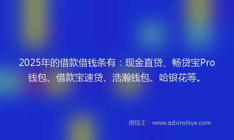 2025年的借款借钱条有：现金直贷、畅贷宝Pro钱包、借款宝速贷、浩瀚钱包、哈银花等。