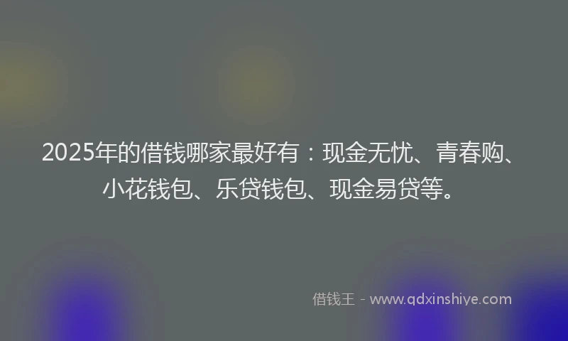 2025年的借钱哪家最好有：现金无忧、青春购、小花钱包、乐贷钱包、现金易贷等。
