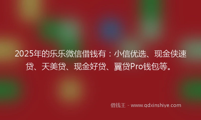 2025年的乐乐微信借钱有：小信优选、现金侠速贷、天美贷、现金好贷、翼贷Pro钱包等。