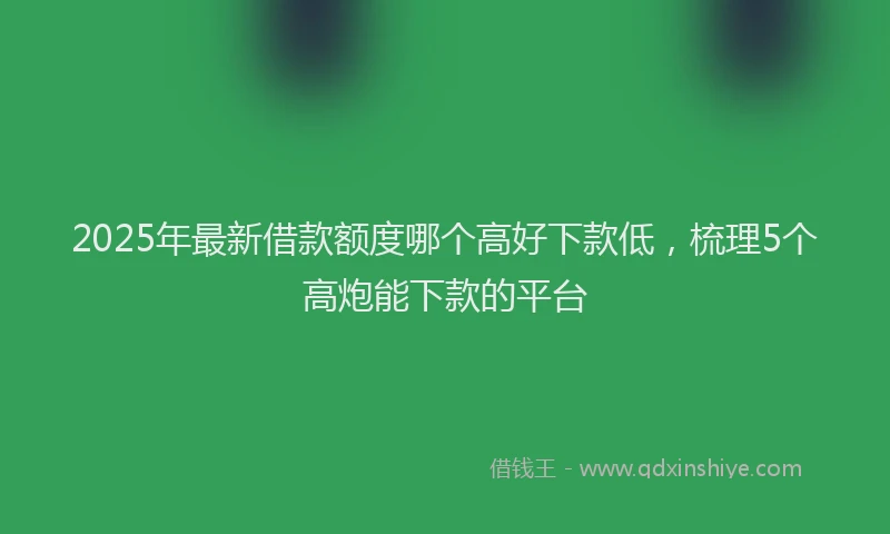 2025年最新借款额度哪个高好下款低，梳理5个高炮能下款的平台