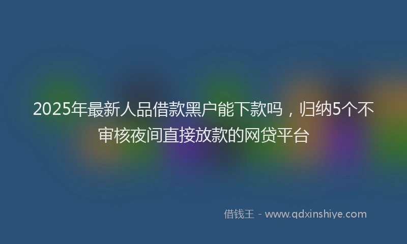 2025年最新人品借款黑户能下款吗，归纳5个不审核夜间直接放款的网贷平台