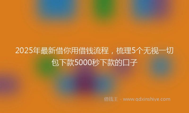 2025年最新借你用借钱流程，梳理5个无视一切包下款5000秒下款的口子