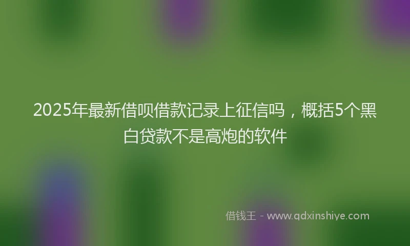 2025年最新借呗借款记录上征信吗，概括5个黑白贷款不是高炮的软件