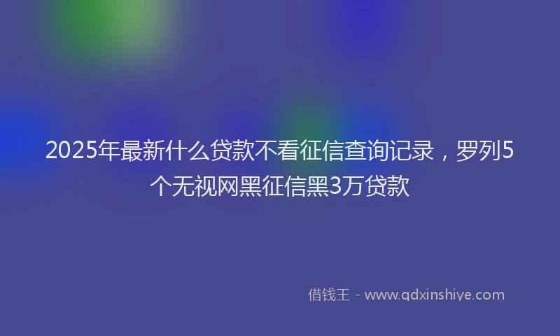 2025年最新什么贷款不看征信查询记录，罗列5个无视网黑征信黑3万贷款