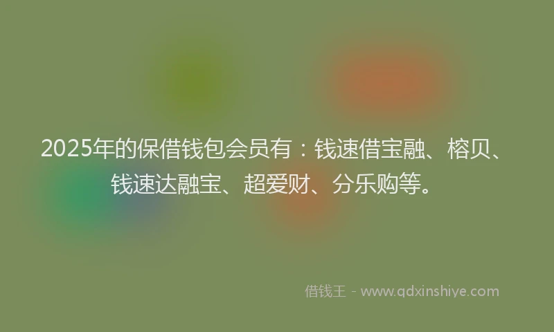 2025年的保借钱包会员有：钱速借宝融、榕贝、钱速达融宝、超爱财、分乐购等。