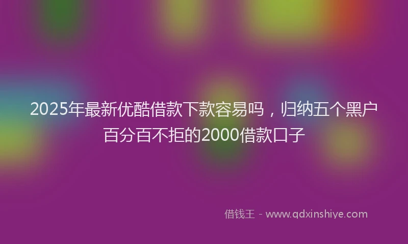 2025年最新优酷借款下款容易吗，归纳五个黑户百分百不拒的2000借款口子