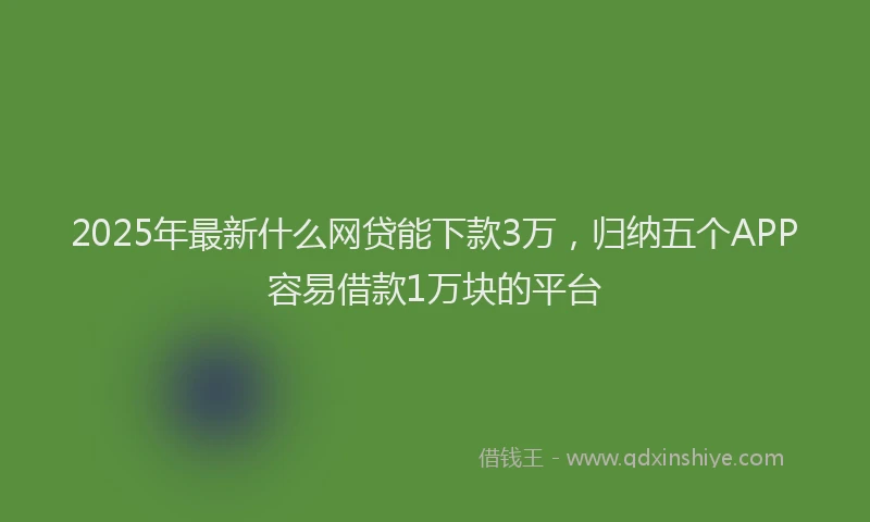 2025年最新什么网贷能下款3万，归纳五个APP容易借款1万块的平台