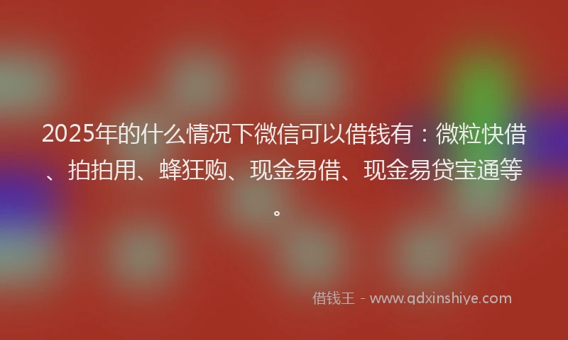 2025年的什么情况下微信可以借钱有：微粒快借、拍拍用、蜂狂购、现金易借、现金易贷宝通等。