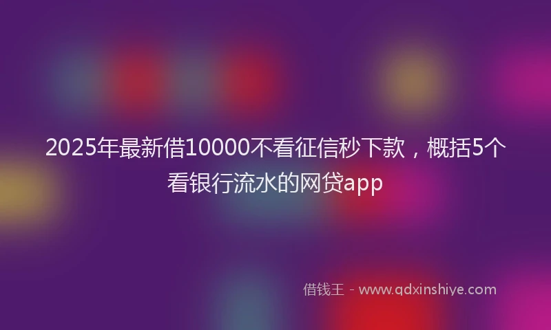 2025年最新借10000不看征信秒下款，概括5个看银行流水的网贷app