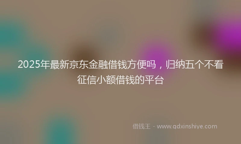 2025年最新京东金融借钱方便吗，归纳五个不看征信小额借钱的平台