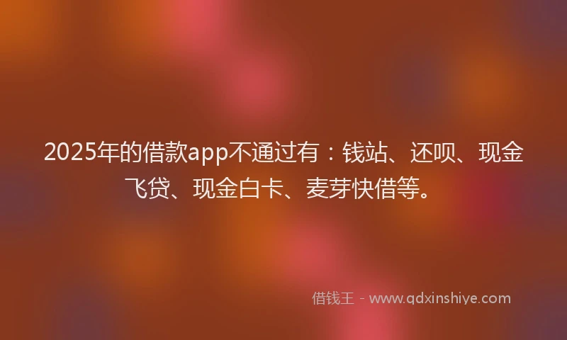 2025年的借款app不通过有：钱站、还呗、现金飞贷、现金白卡、麦芽快借等。