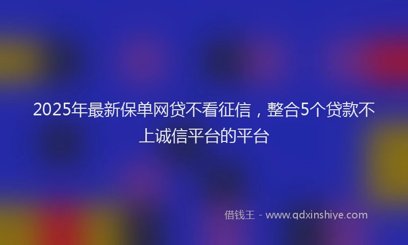 2025年最新保单网贷不看征信，整合5个贷款不上诚信平台的平台