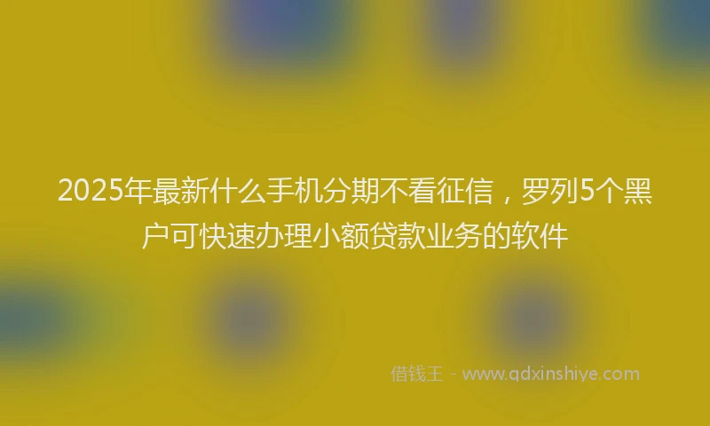 2025年最新什么手机分期不看征信，罗列5个黑户可快速办理小额贷款业务的软件