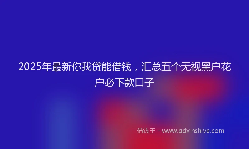 2025年最新你我贷能借钱，汇总五个无视黑户花户必下款口子