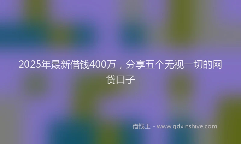 2025年最新借钱400万，分享五个无视一切的网贷口子