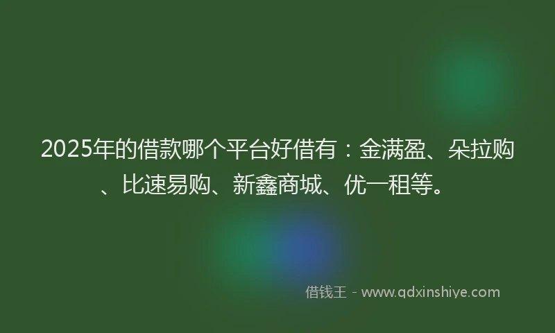 2025年的借款哪个平台好借有：金满盈、朵拉购、比速易购、新鑫商城、优一租等。