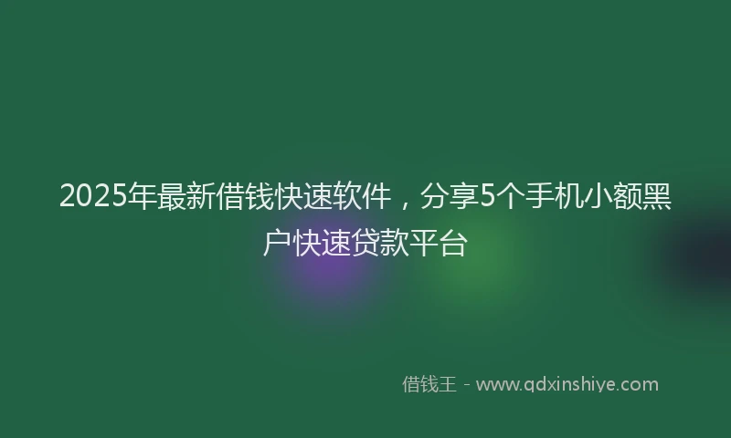 2025年最新借钱快速软件，分享5个手机小额黑户快速贷款平台