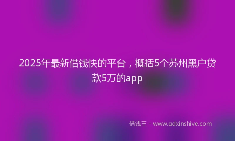 2025年最新借钱快的平台，概括5个苏州黑户贷款5万的app