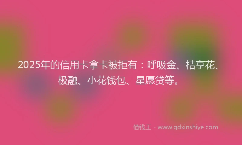 2025年的信用卡拿卡被拒有：呼吸金、桔享花、极融、小花钱包、星愿贷等。