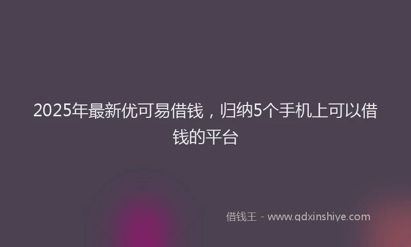2025年最新优可易借钱，归纳5个手机上可以借钱的平台