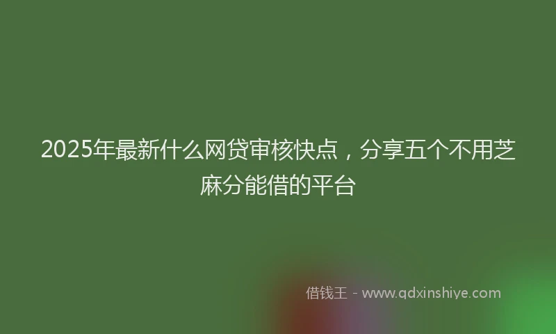 2025年最新什么网贷审核快点，分享五个不用芝麻分能借的平台