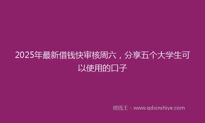 2025年最新借钱快审核周六，分享五个大学生可以使用的口子