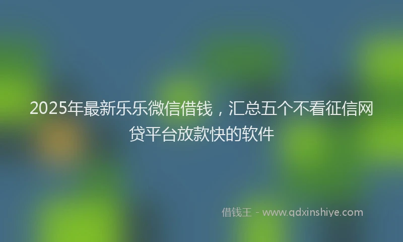 2025年最新乐乐微信借钱，汇总五个不看征信网贷平台放款快的软件