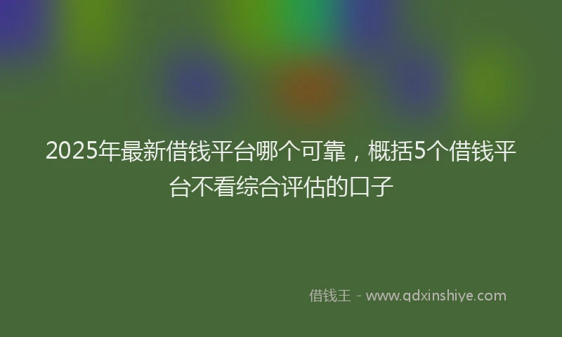 2025年最新借钱平台哪个可靠，概括5个借钱平台不看综合评估的口子