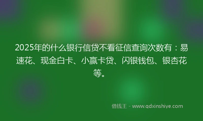 2025年的什么银行信贷不看征信查询次数有：易速花、现金白卡、小赢卡贷、闪银钱包、银杏花等。
