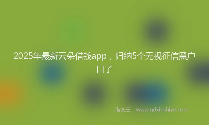 2025年最新云朵借钱app，归纳5个无视征信黑户口子