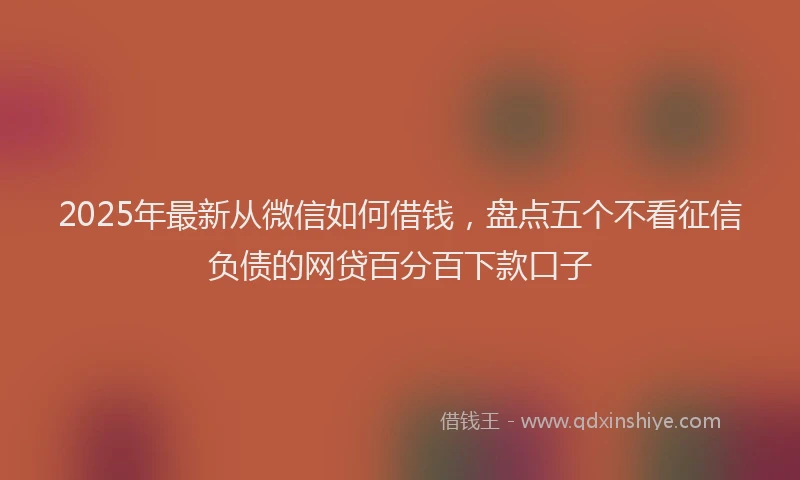 2025年最新从微信如何借钱，盘点五个不看征信负债的网贷百分百下款口子