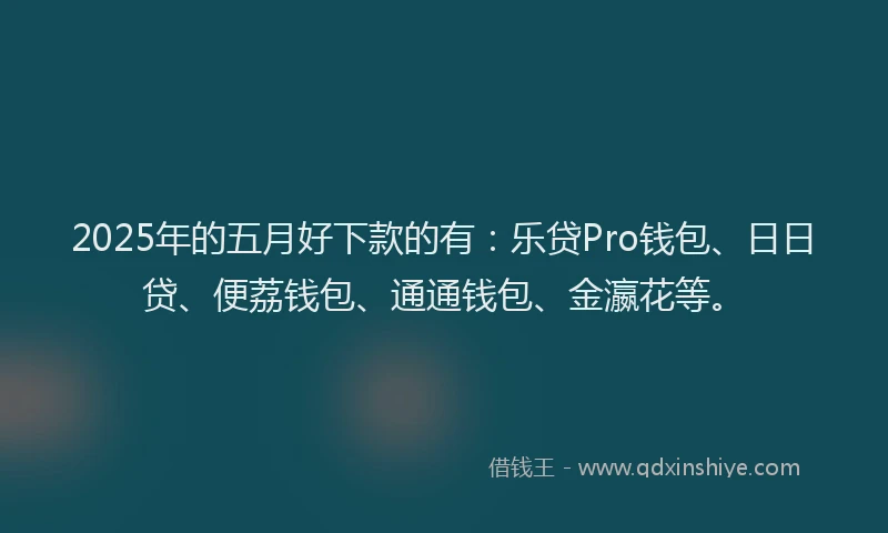 2025年的五月好下款的有：乐贷Pro钱包、日日贷、便荔钱包、通通钱包、金瀛花等。