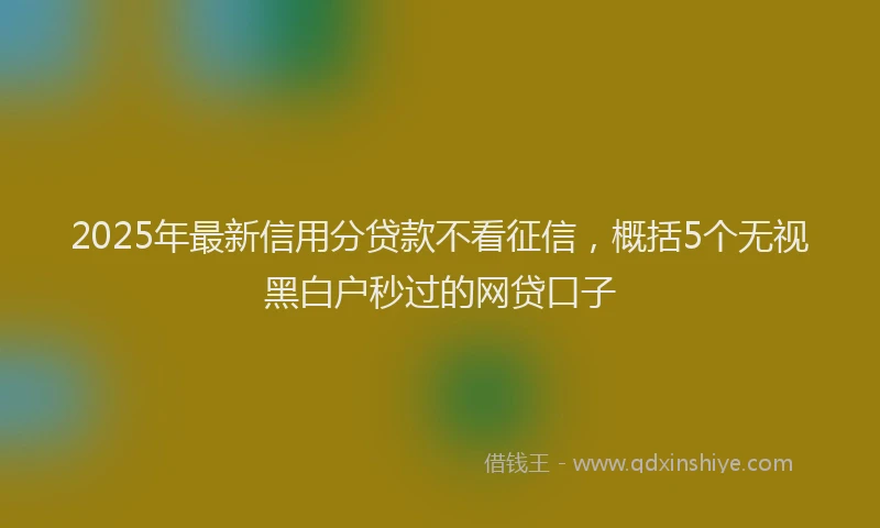 2025年最新信用分贷款不看征信，概括5个无视黑白户秒过的网贷口子