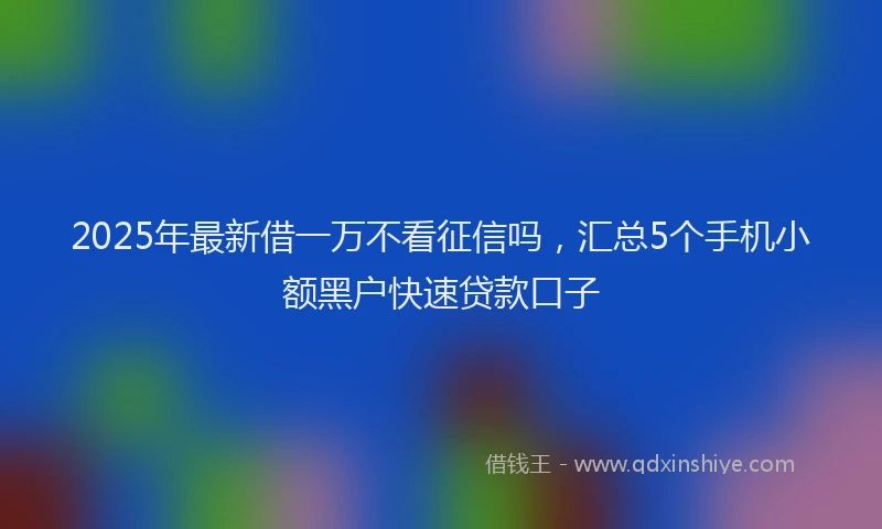 2025年最新借一万不看征信吗，汇总5个手机小额黑户快速贷款口子