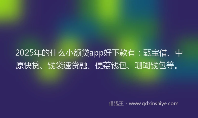 2025年的什么小额贷app好下款有：甄宝借、中原快贷、钱袋速贷融、便荔钱包、珊瑚钱包等。