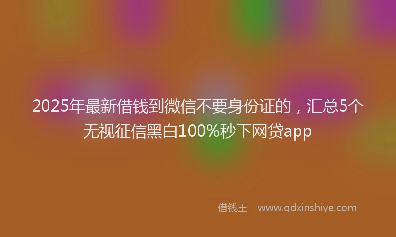 2025年最新借钱到微信不要身份证的，汇总5个无视征信黑白100%秒下网贷app