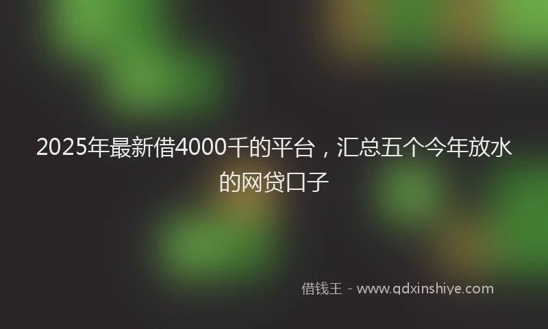 2025年最新借4000千的平台，汇总五个今年放水的网贷口子