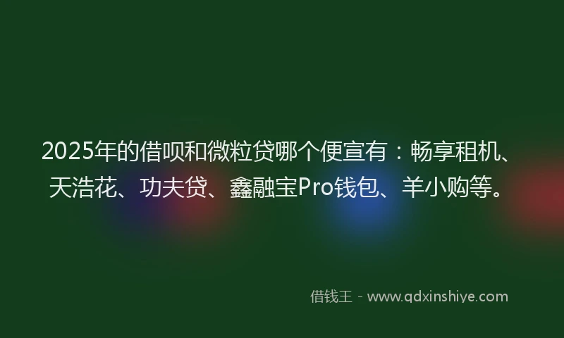 2025年的借呗和微粒贷哪个便宣有：畅享租机、天浩花、功夫贷、鑫融宝Pro钱包、羊小购等。