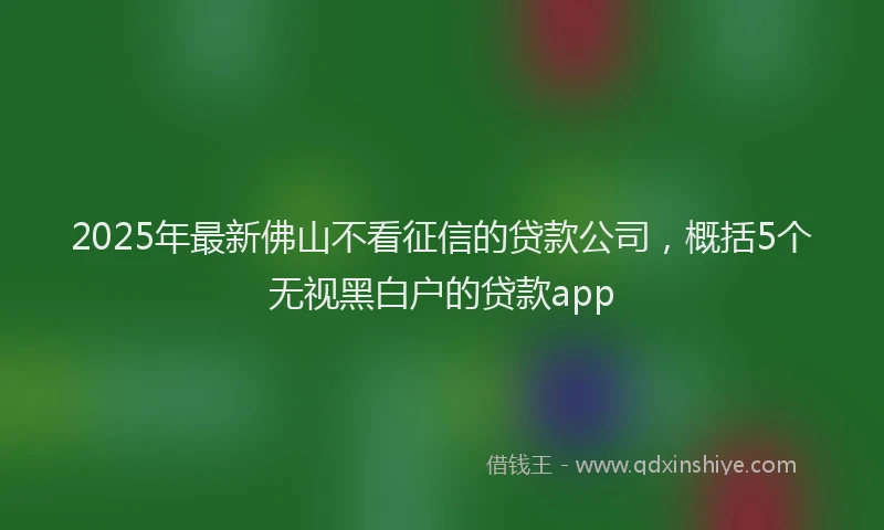 2025年最新佛山不看征信的贷款公司，概括5个无视黑白户的贷款app
