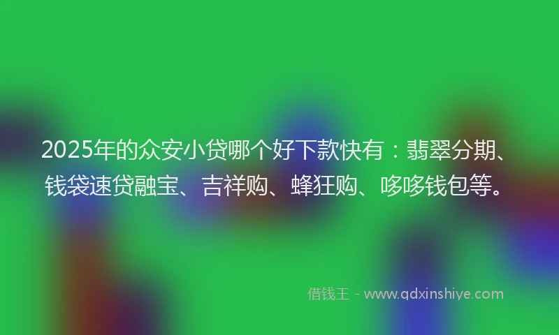 2025年的众安小贷哪个好下款快有：翡翠分期、钱袋速贷融宝、吉祥购、蜂狂购、哆哆钱包等。