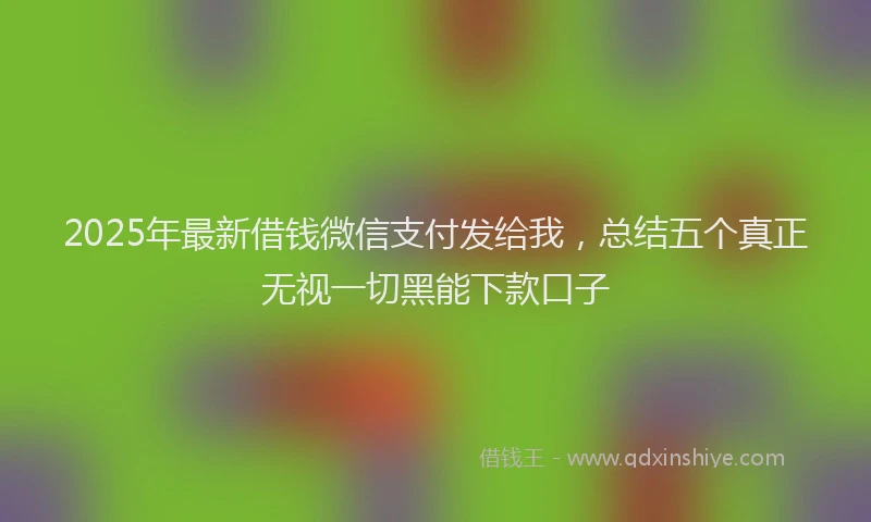 2025年最新借钱微信支付发给我，总结五个真正无视一切黑能下款口子