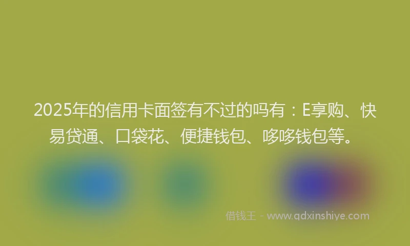 2025年的信用卡面签有不过的吗有：E享购、快易贷通、口袋花、便捷钱包、哆哆钱包等。
