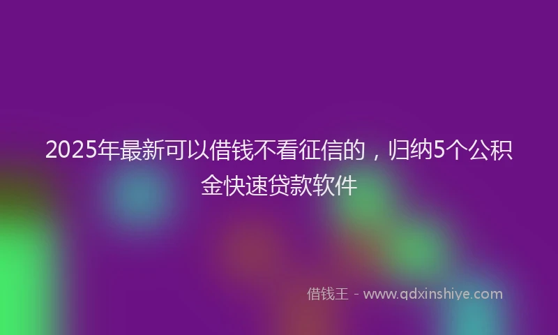 2025年最新可以借钱不看征信的，归纳5个公积金快速贷款软件